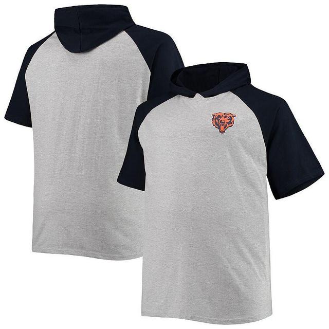 Mens Heathered Gray/Navy Chicago Bears Big & Tall Raglan Short Sleeve Pullover Hoodie Product Image