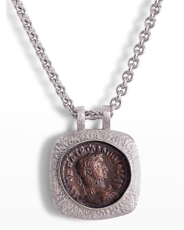 Mens 18K White Gold Reversible Victory Coin Pendant Product Image