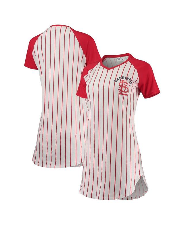 Womens Concepts Sport White St. Louis Cardinals Vigor Pinstripe Raglan V-Neck Nightshirt - White Product Image