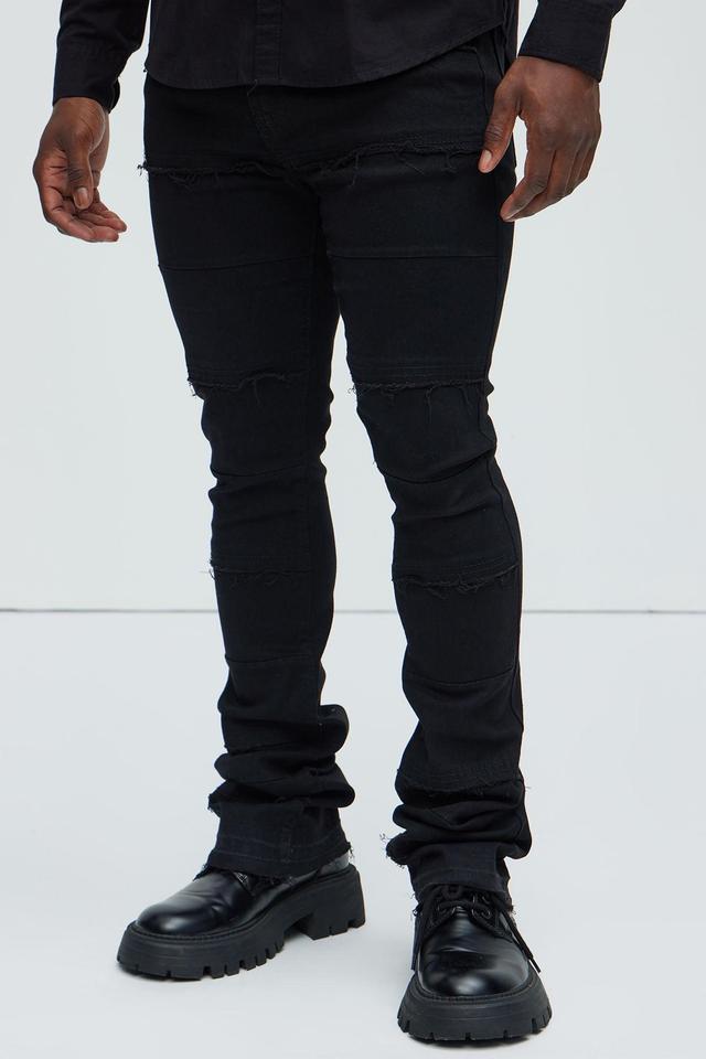 Go Out Frayed Stacked Skinny Flare Jeans - Black Product Image