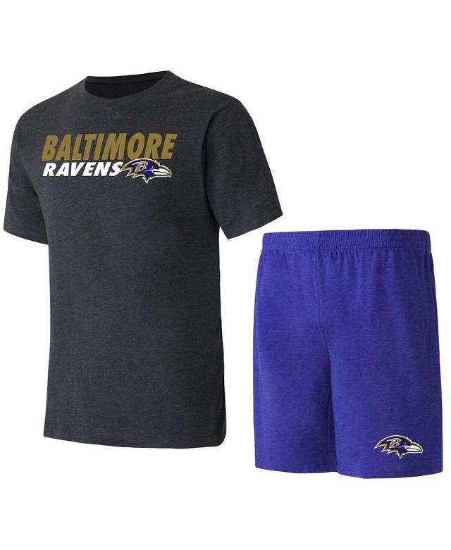 Mens Concepts Sport /Black Baltimore Ravens Meter T-Shirt & Shorts Sleep Set Product Image