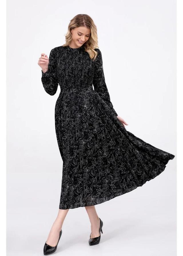 Black Floral Midi Dress Product Image