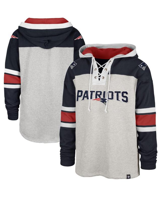 Mens 47 New England Patriots Heather Gray Gridiron Lace-Up Pullover Hoodie Product Image