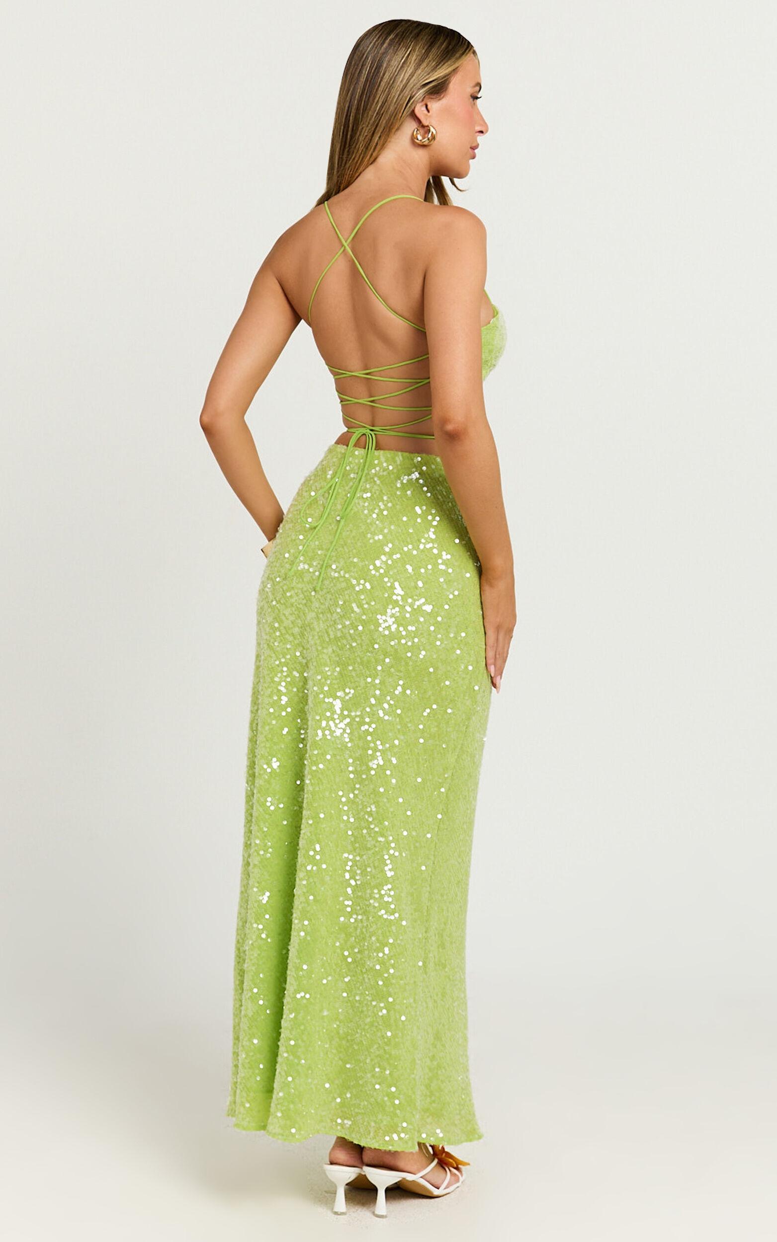 Phoebe Two Piece Set - Corset and Bias Cut Skirt Set in Green Product Image