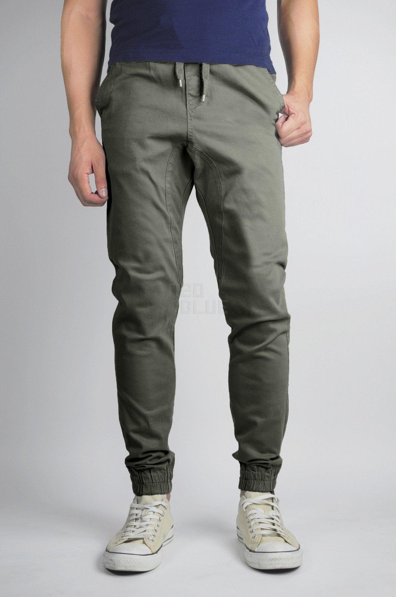 Neo Blue Jeans Army Green Jogger Pants Male Product Image