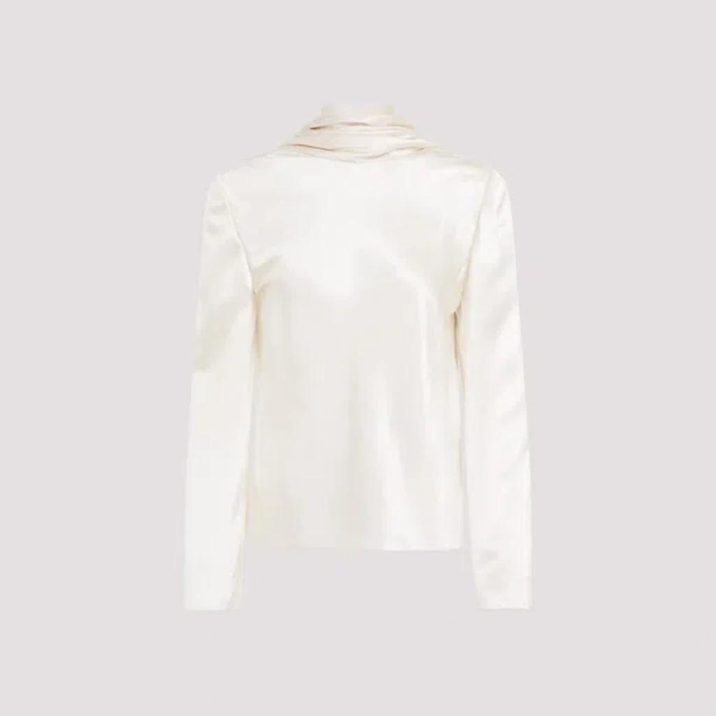 SAINT LAURENT Draped Crepe Blouse In White product image