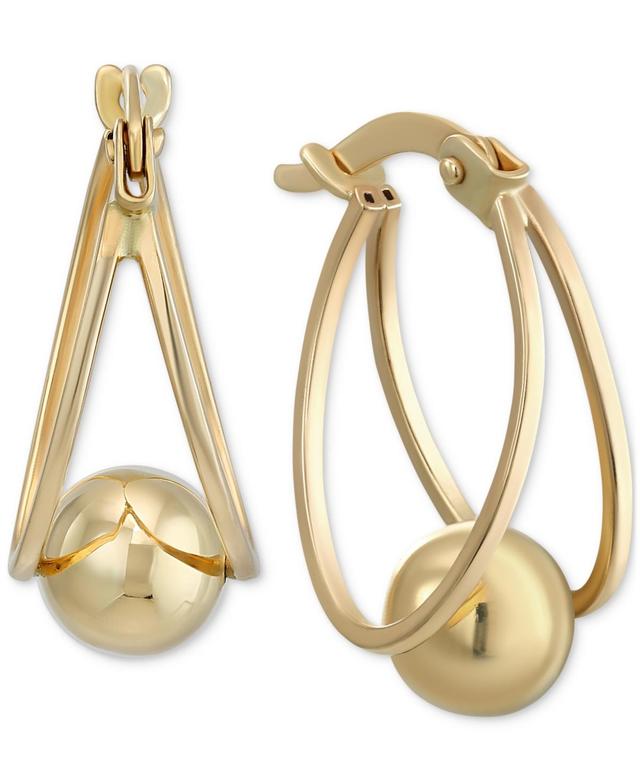 Polished Orb Split Oval Small Hoop Earrings in 10k Gold Product Image