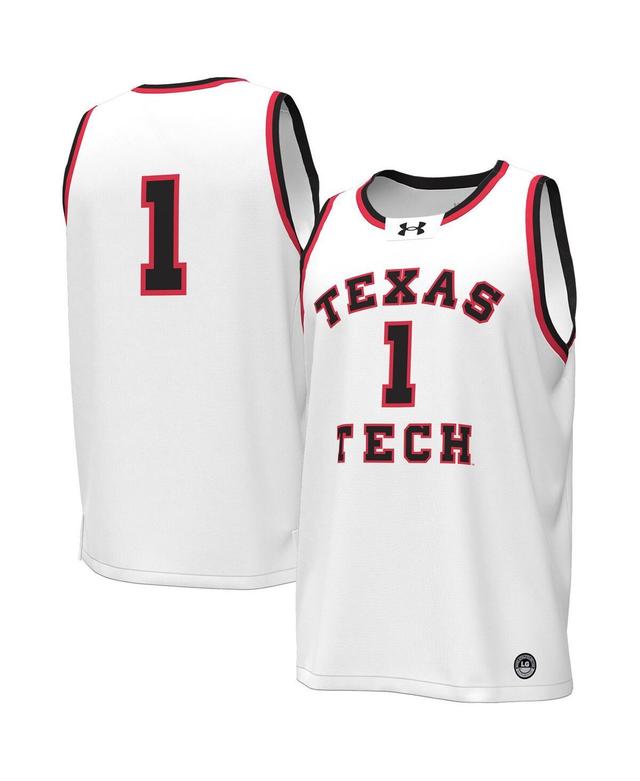 Mens Under Armour #1 White Texas Tech Red Raiders Throwback Replica Basketball Jersey - White Product Image