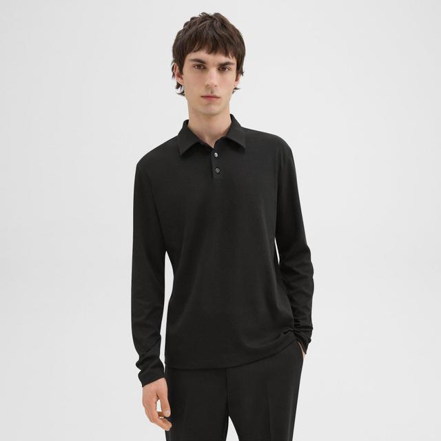 Cotton Jersey Long-Sleeve Polo Shirt | Theory Product Image