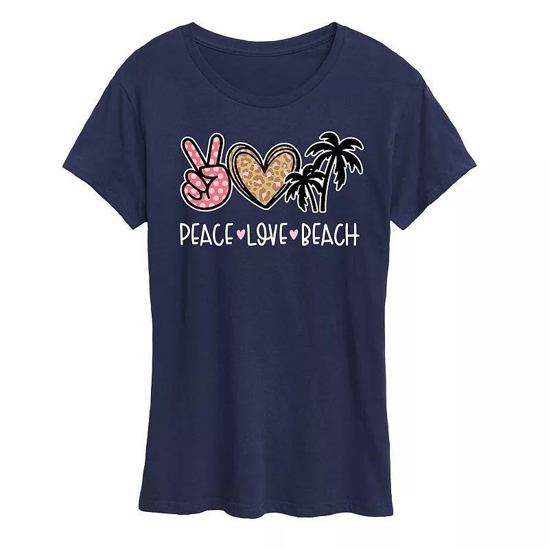 Womens Peace Love Beach Graphic Tee Grey Gray Product Image