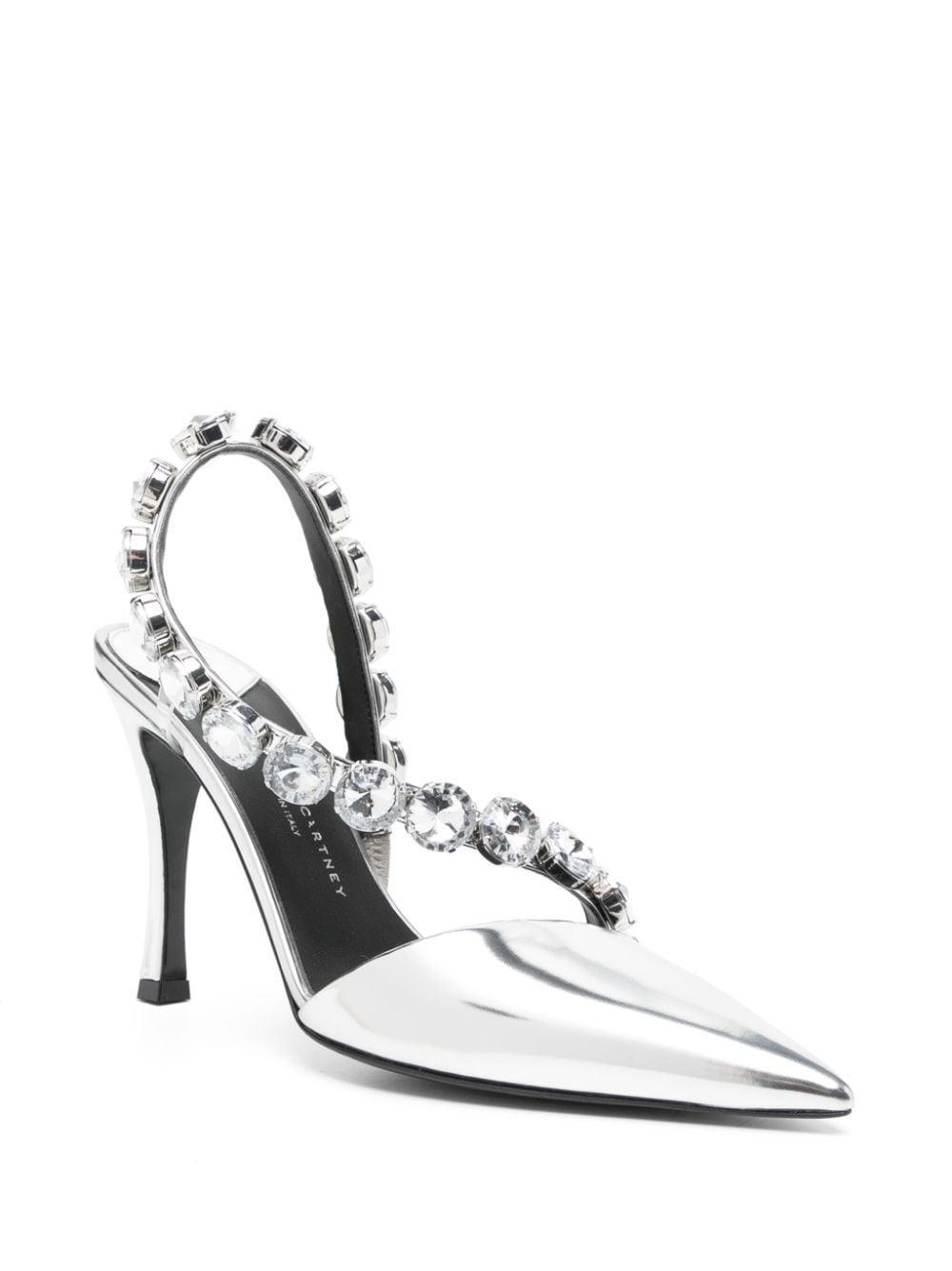 Crystal-embellished Metallic Pumps In Silver product image