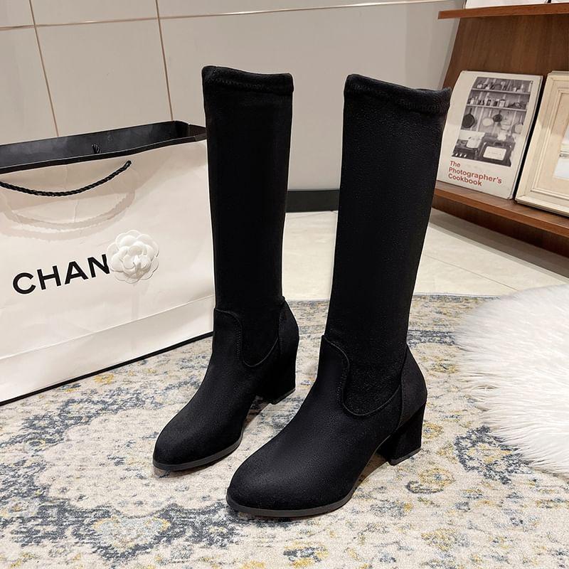 Plain Chunky Heel Tall Boots Product Image