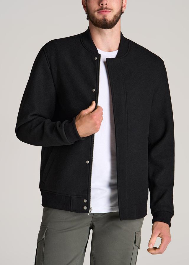 Melton Varsity Jacket for Tall Men in Black Male Product Image