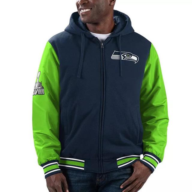 Mens G-III Sports by Carl Banks College /Neon Green Seattle Seahawks Player Option Full-Zip Hoodie Blue Product Image