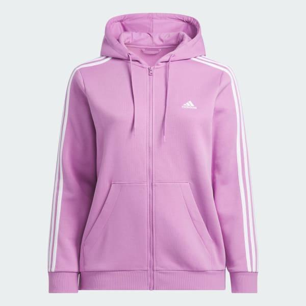 Essentials 3-Stripes Full-Zip Fleece Hoodie (Plus Size) Product Image