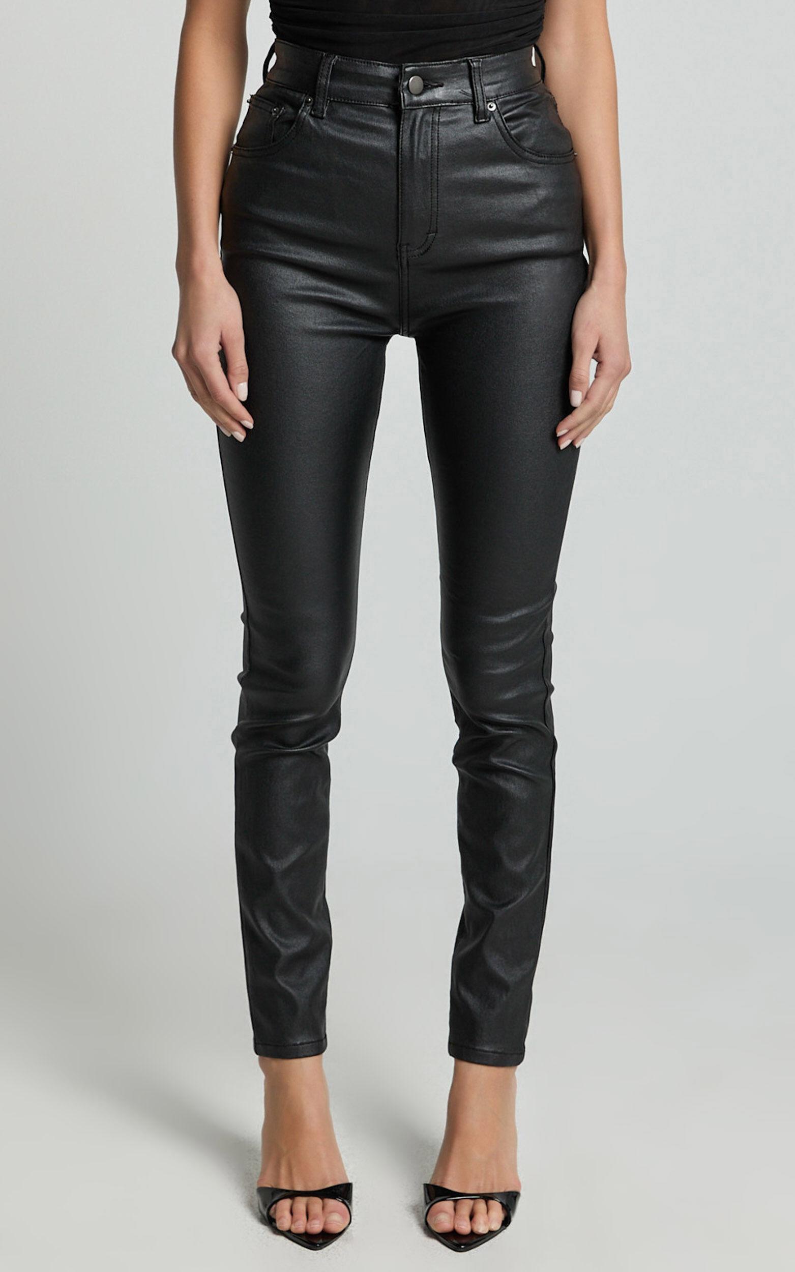 Whinnie Jeans - High Waist Skinny Coated Denim Jeans in Black Product Image