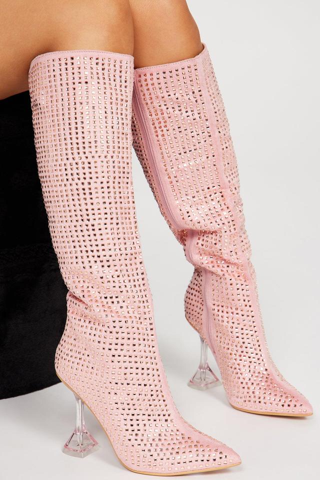 More Of Me Knee High Heeled Boots - Pink Product Image