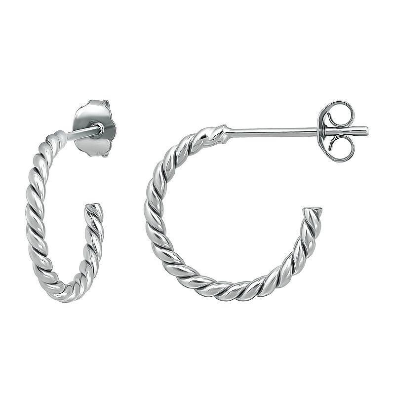 Aleure Precioso 18kt Gold over Sterling Silver Twisted Post Hoop Earrings, Womens Product Image