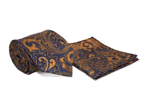 Navy Amber Men's Tie and Pocket Square Set Product Image