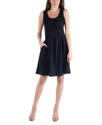 Sleeveless Skater Pleated Mini Dress with Pockets Product Image