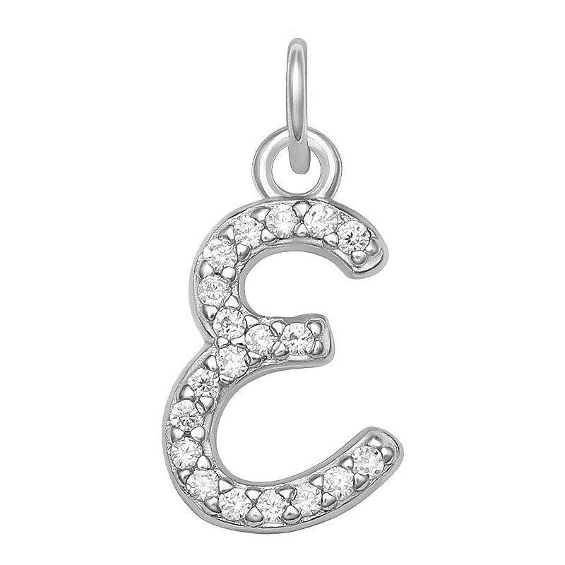 LC Lauren Conrad Sterling Silver Cubic Zirconia Initial Charm, Womens, Grey Product Image