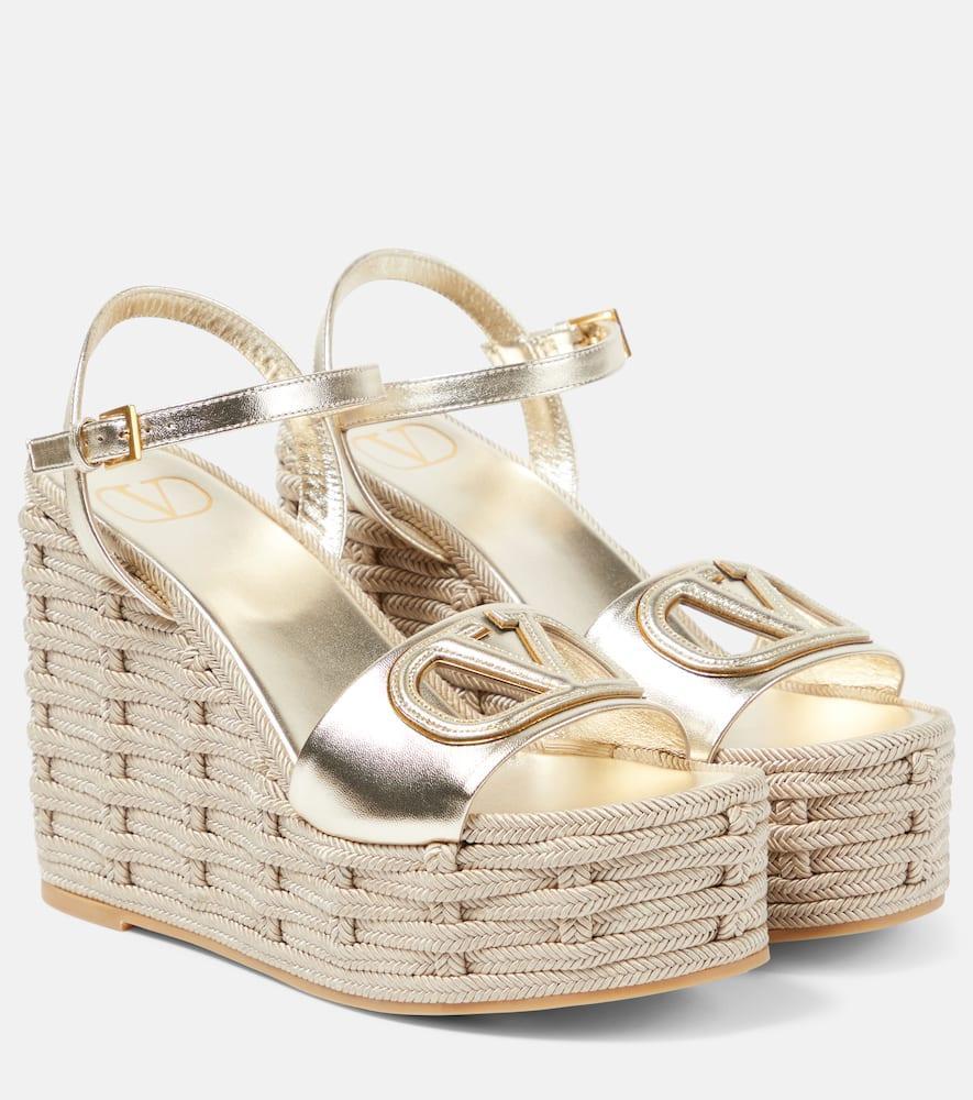 Vlogo 110 Cutout Metallic Leather Wedge Sandals In Yh4 Platino Product Image