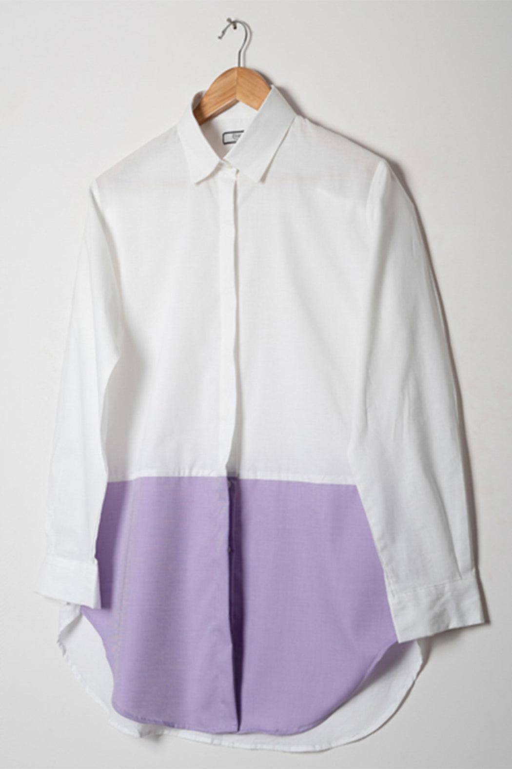 WHITE-LILAC COLOR BLOCK SHIRT Female Product Image