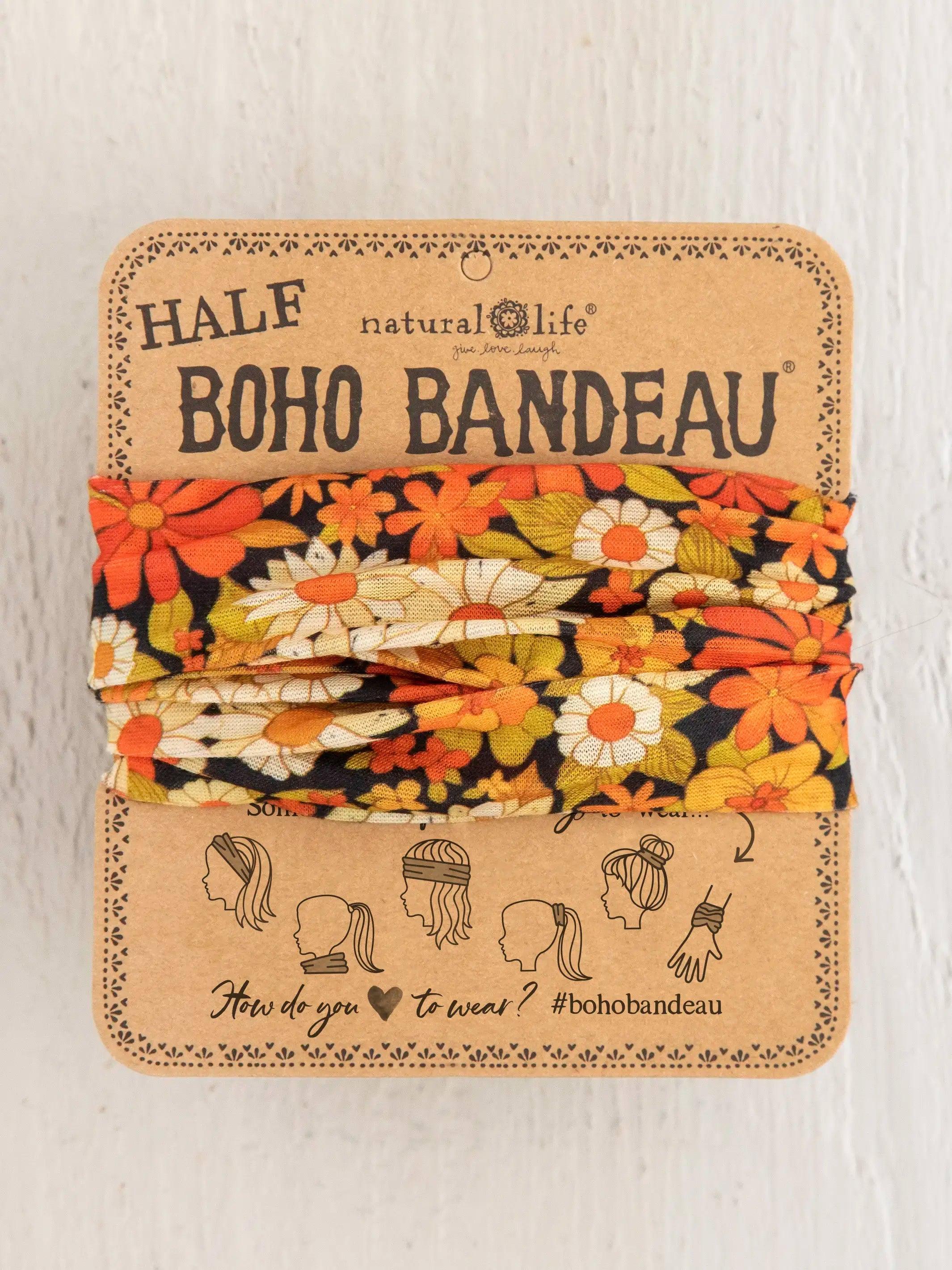 Half Boho Bandeau® Headband - Ditsy Garden Black Product Image