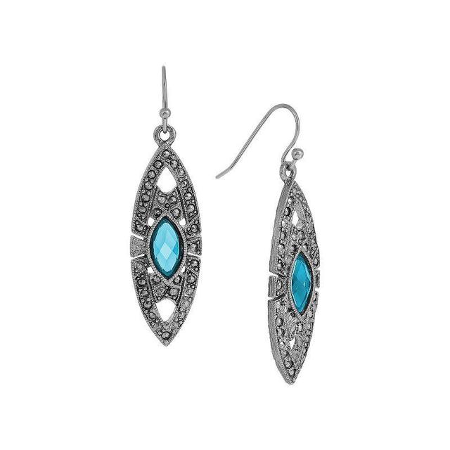 1928 Silver Tone Drop Earrings, Womens, Blue Product Image