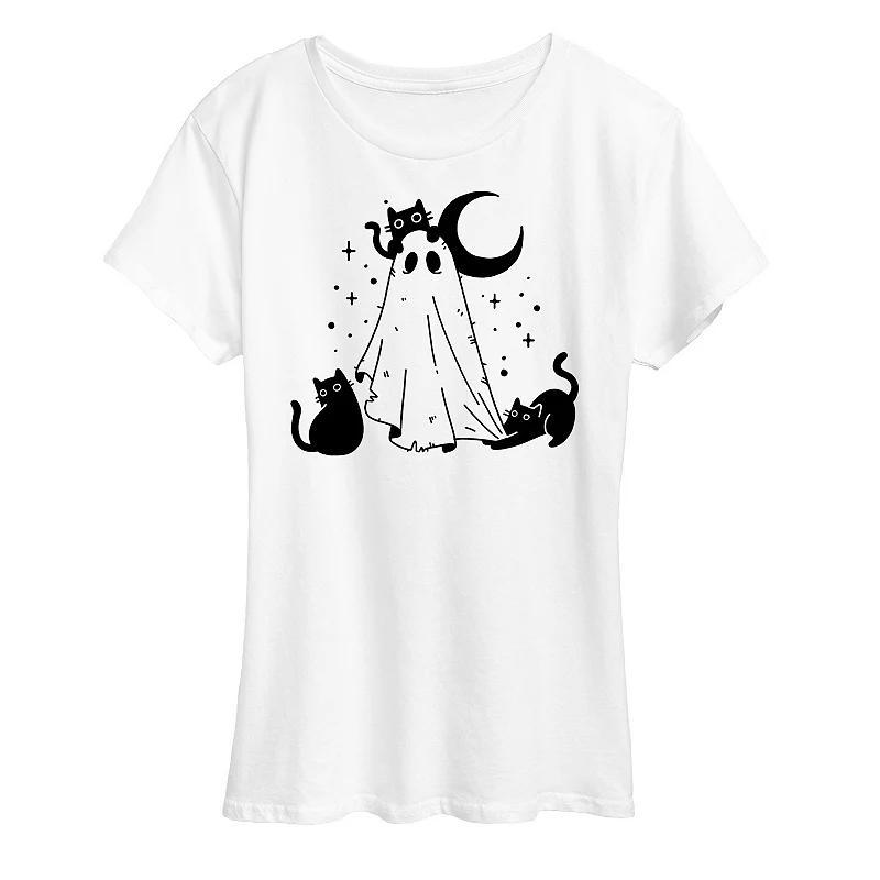 Plus Size Ghost and Cats Graphic Tee, Womens Product Image