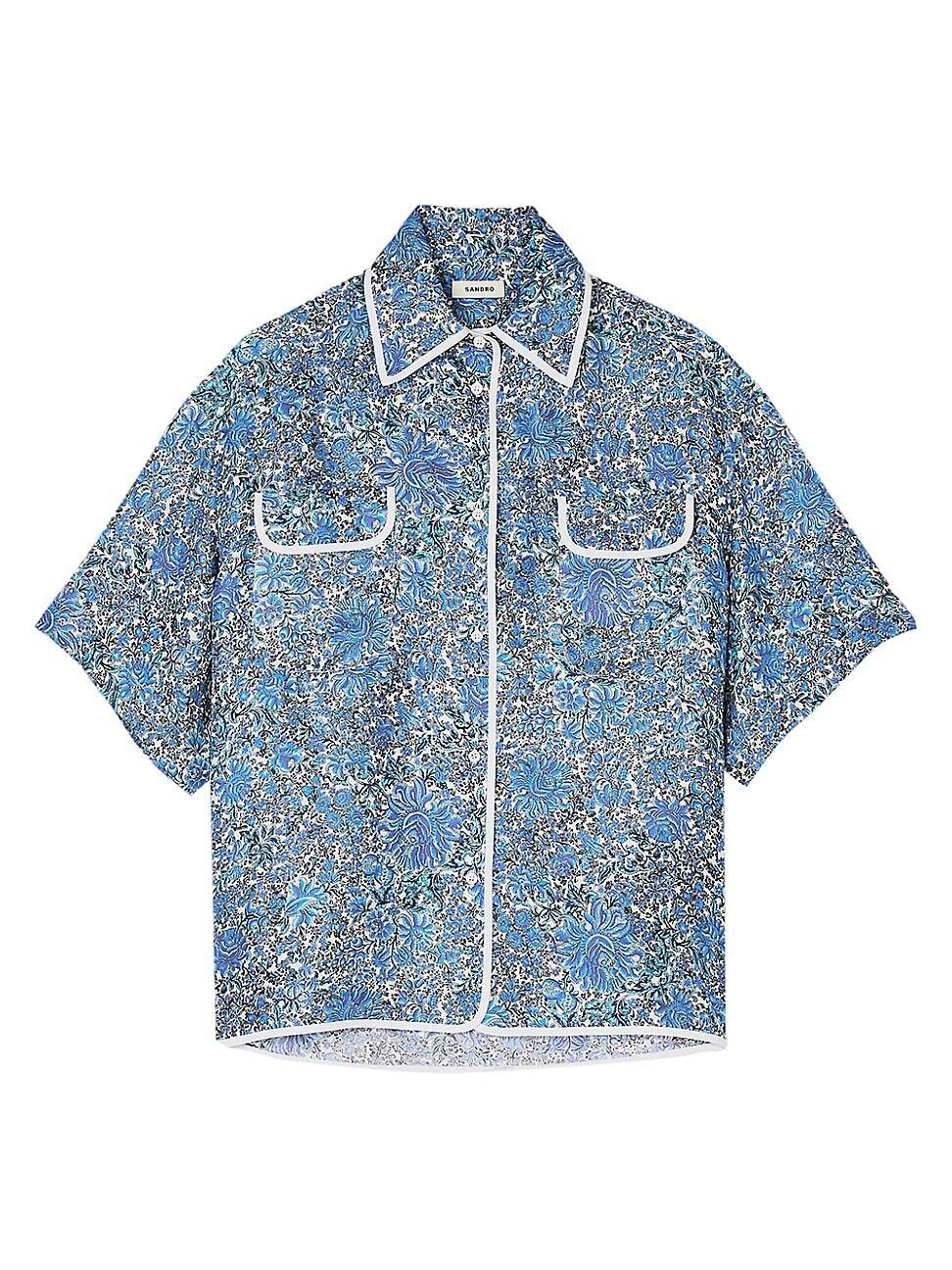 Womens Oversized Floral Silk Shirt Product Image