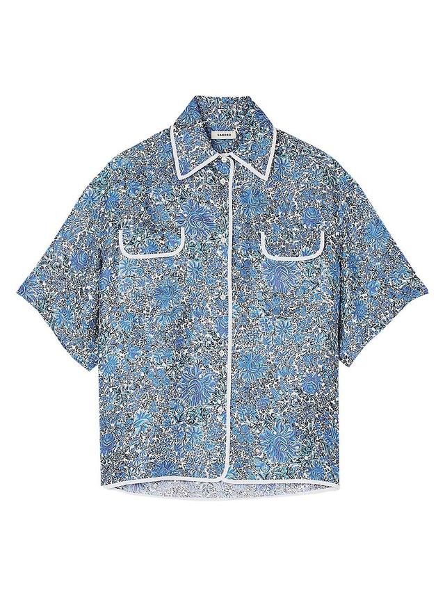 Womens Oversized Floral Silk Shirt Product Image