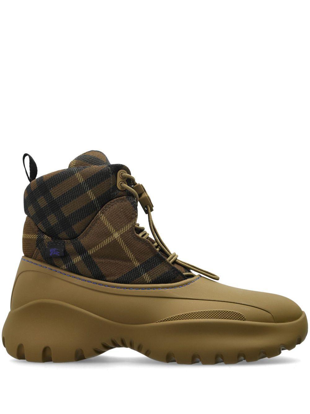 BURBERRY Check Scoot Trek Boots In Furrow Product Image