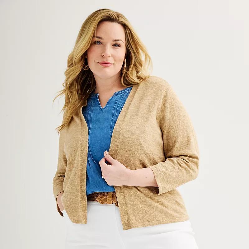 Plus Size Croft & Barrow Open Front Cardigan, Womens Product Image