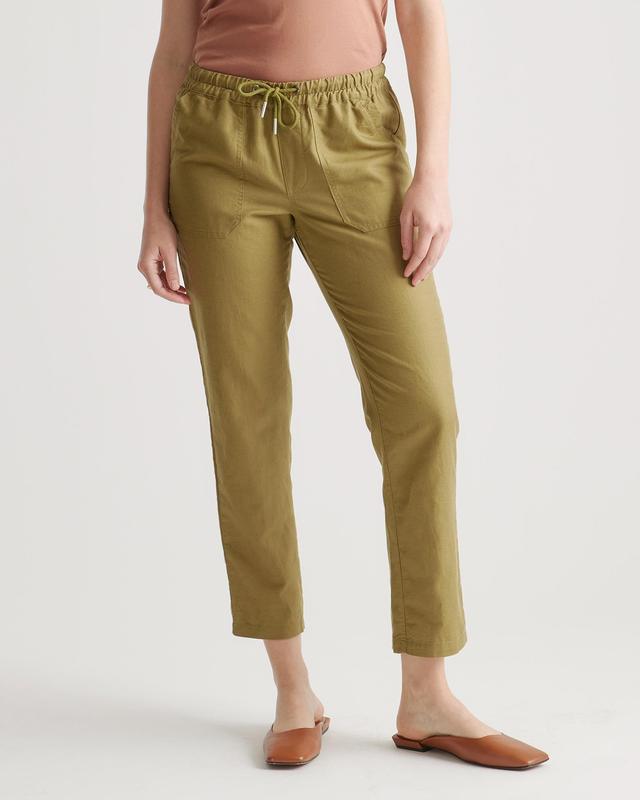 Womens Cotton Linen Twill Straight Leg Pants in Army Green, Size XL, Organic Cotton by Quince Product Image