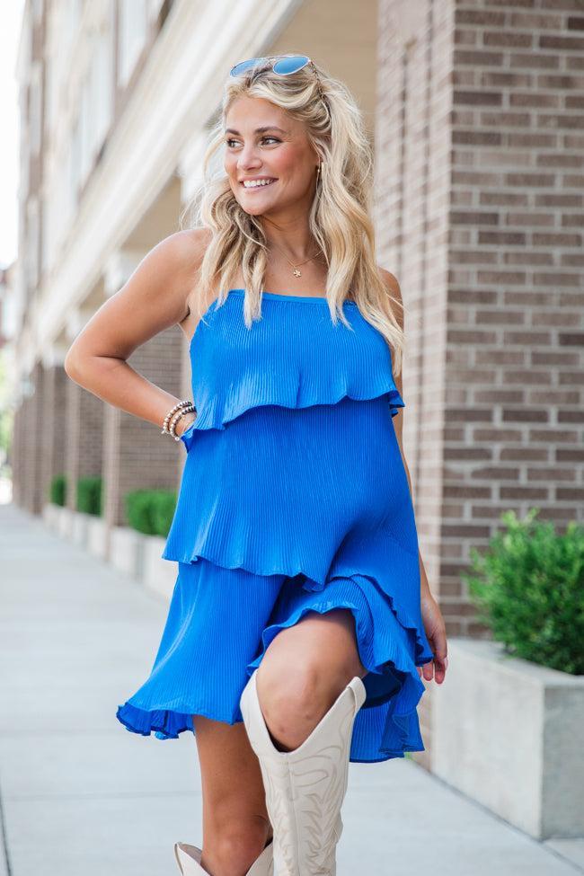 Cheer You On Royal Blue Layered Mini Dress Product Image