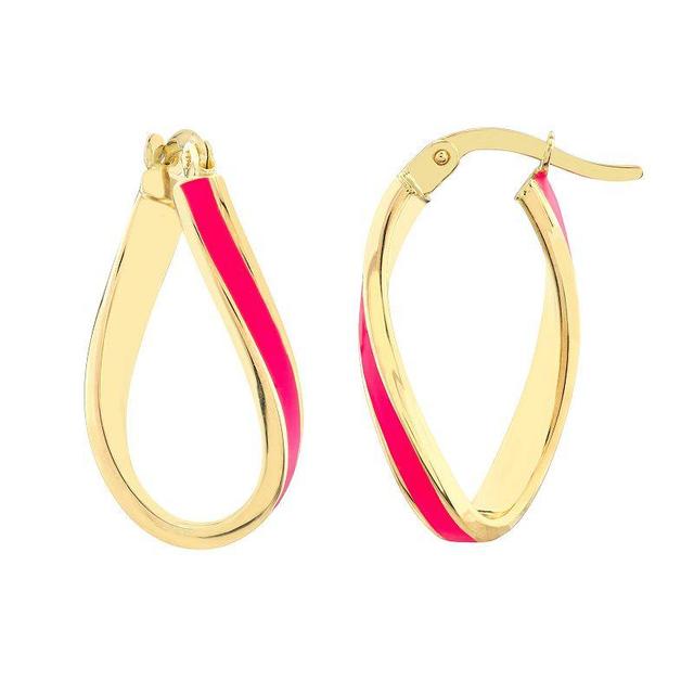 Color Romance 16.3 mm Enamel Oval Twist Hoop Earrings, Womens, Yellow Product Image