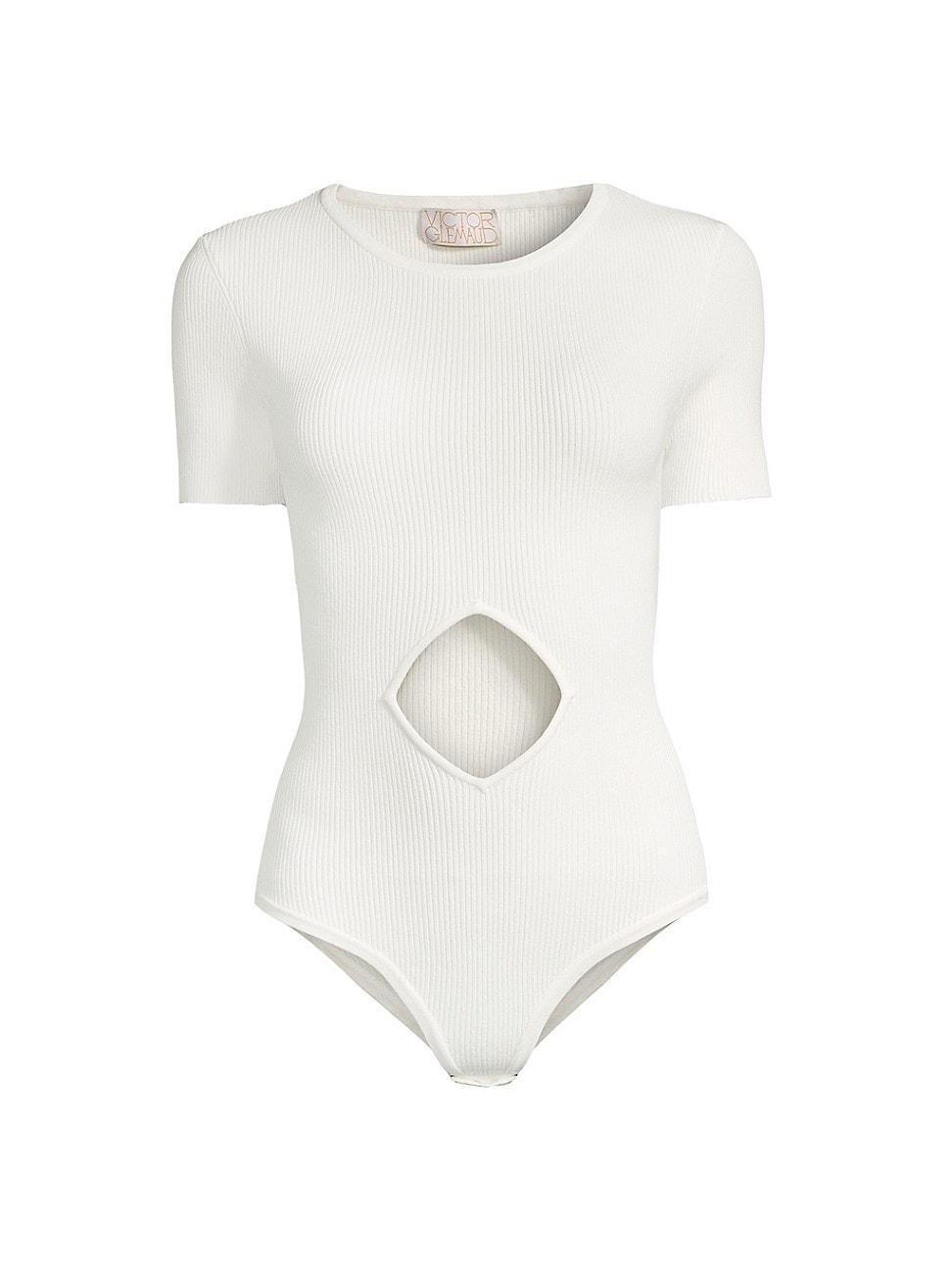 Womens Rib-Knit Diamond Cut-Out Bodysuit Product Image