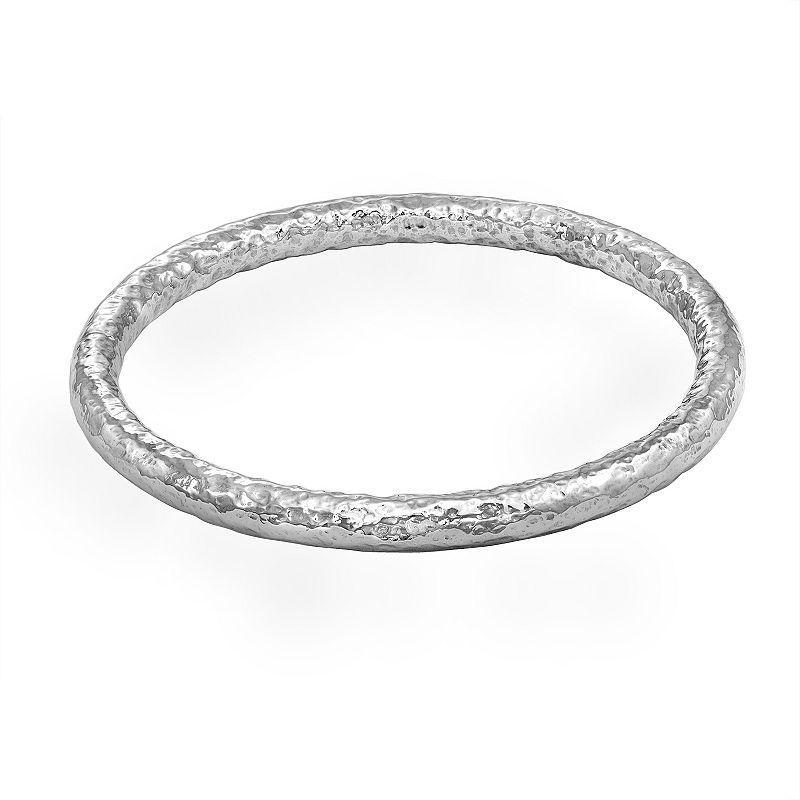 Sterling Silver Hammered Slip Bangle Bracelet, Womens Product Image