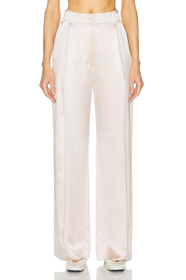 SABLYN Emerson Pleated Silk Pant in Cream Product Image