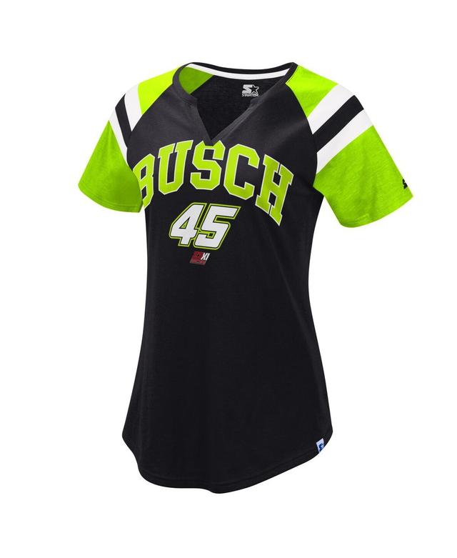 Womens Starter Black Kurt Busch Game On Notch V-Neck T-shirt - Black Product Image