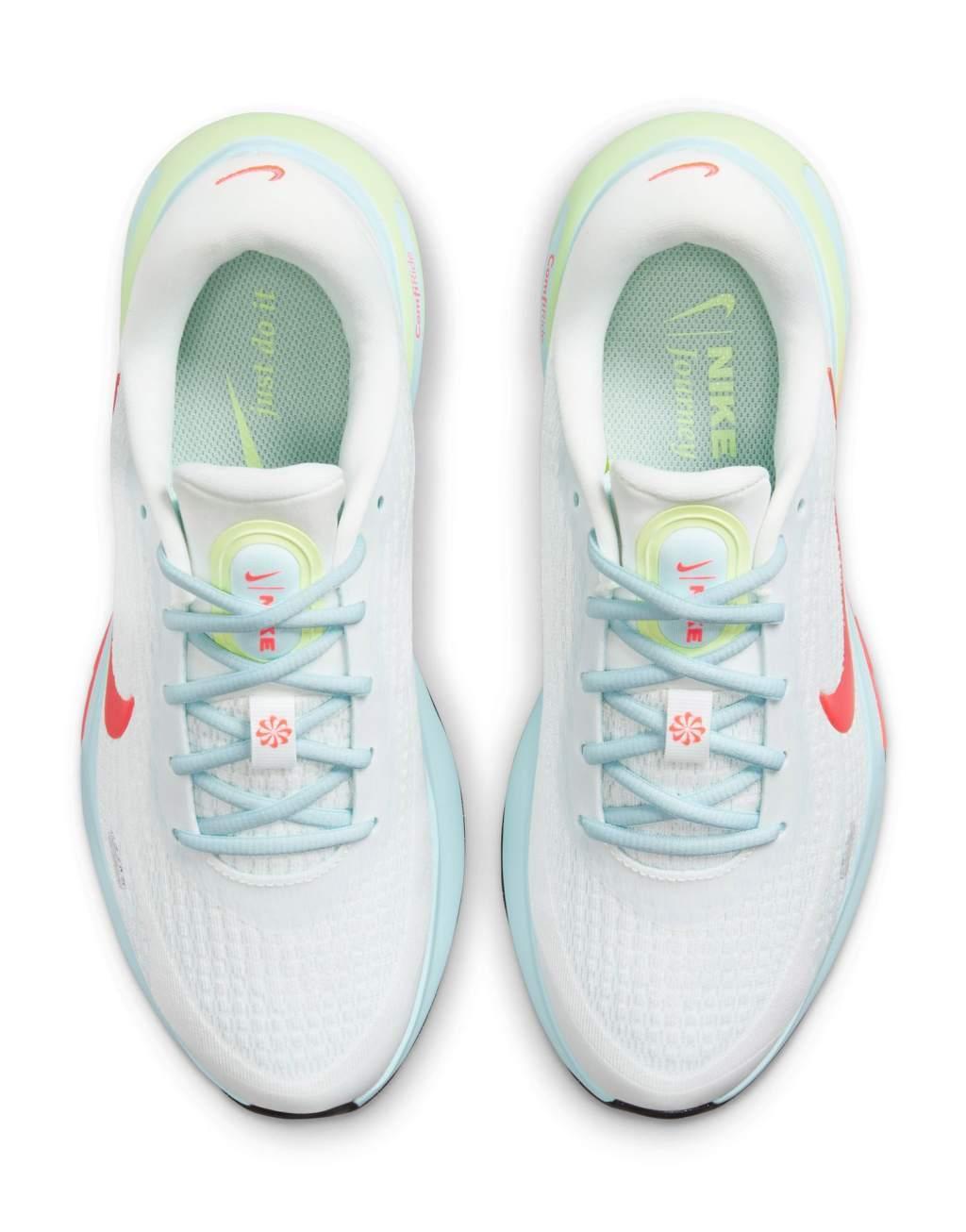 Nike Running Journey Run sneakers in white and crimson Product Image