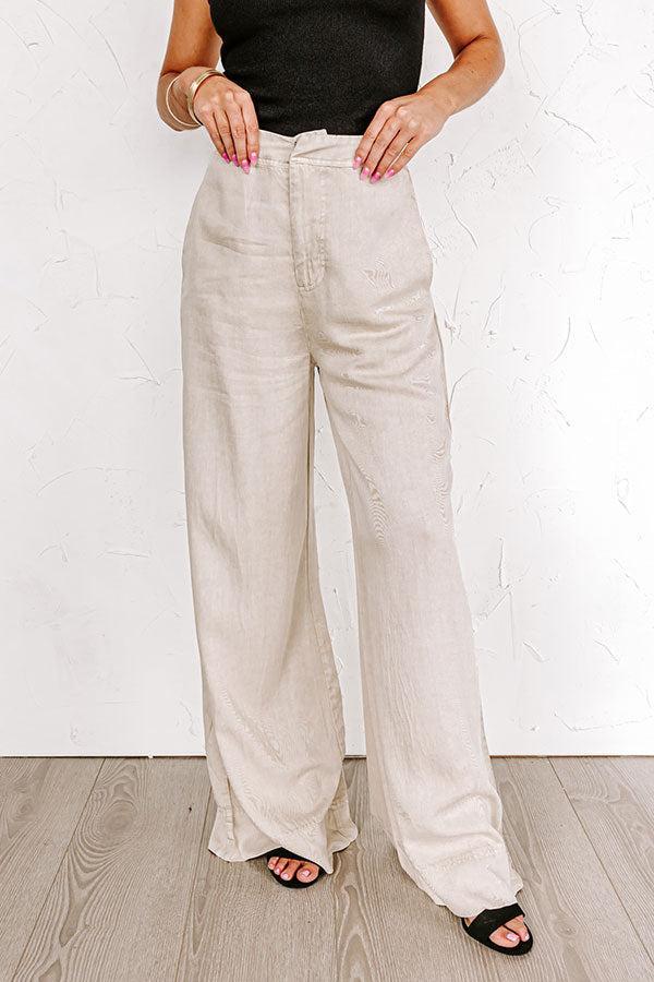 The Riley High Waist Chambray Trousers in Stone Product Image