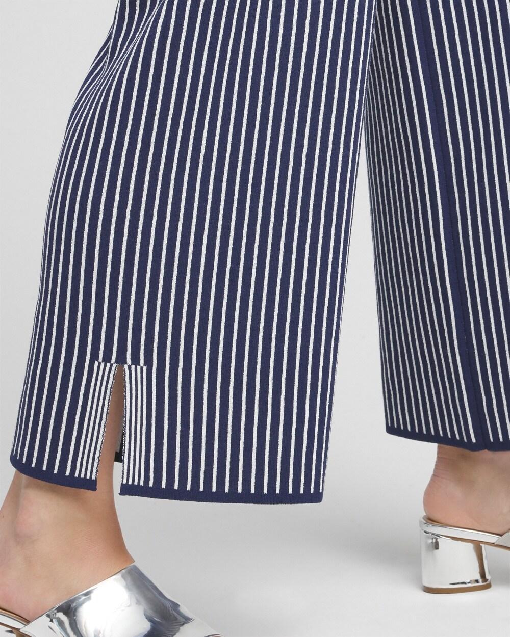 Stripe Wide Leg Sweater Cropped Pants Product Image