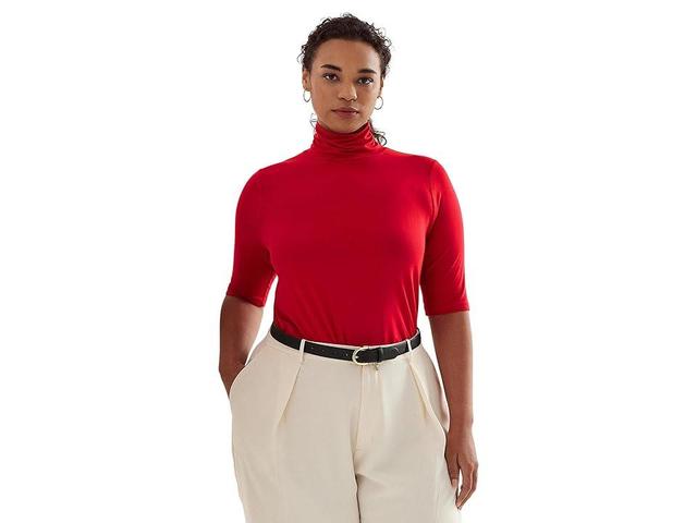 Lauren Ralph Lauren Plus Size Elbow-Sleeve Turtleneck Top Product Image