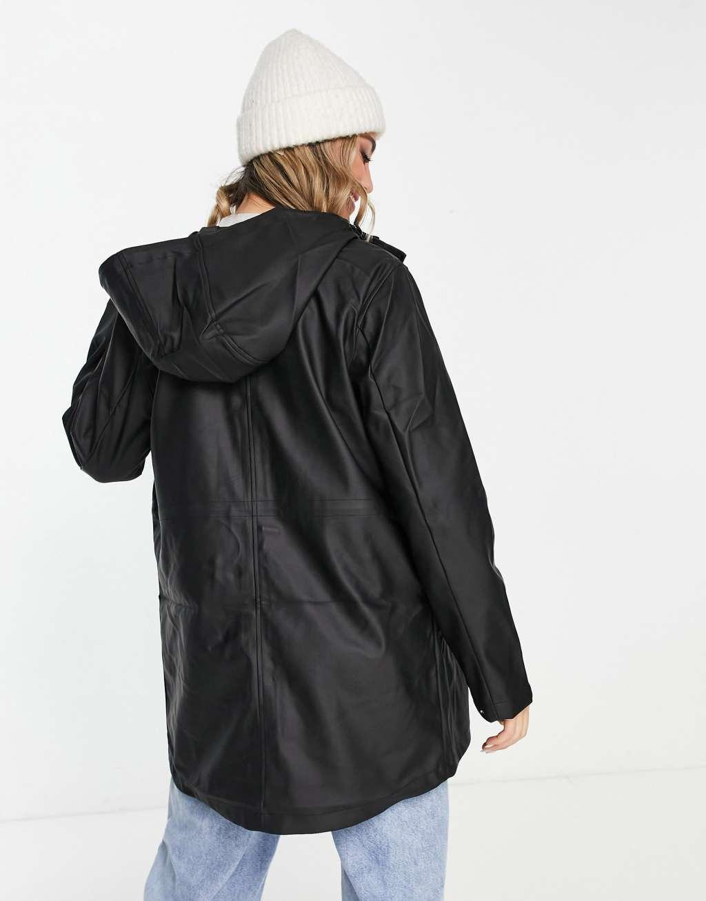 Vero Moda hooded rain jacket in black  Product Image