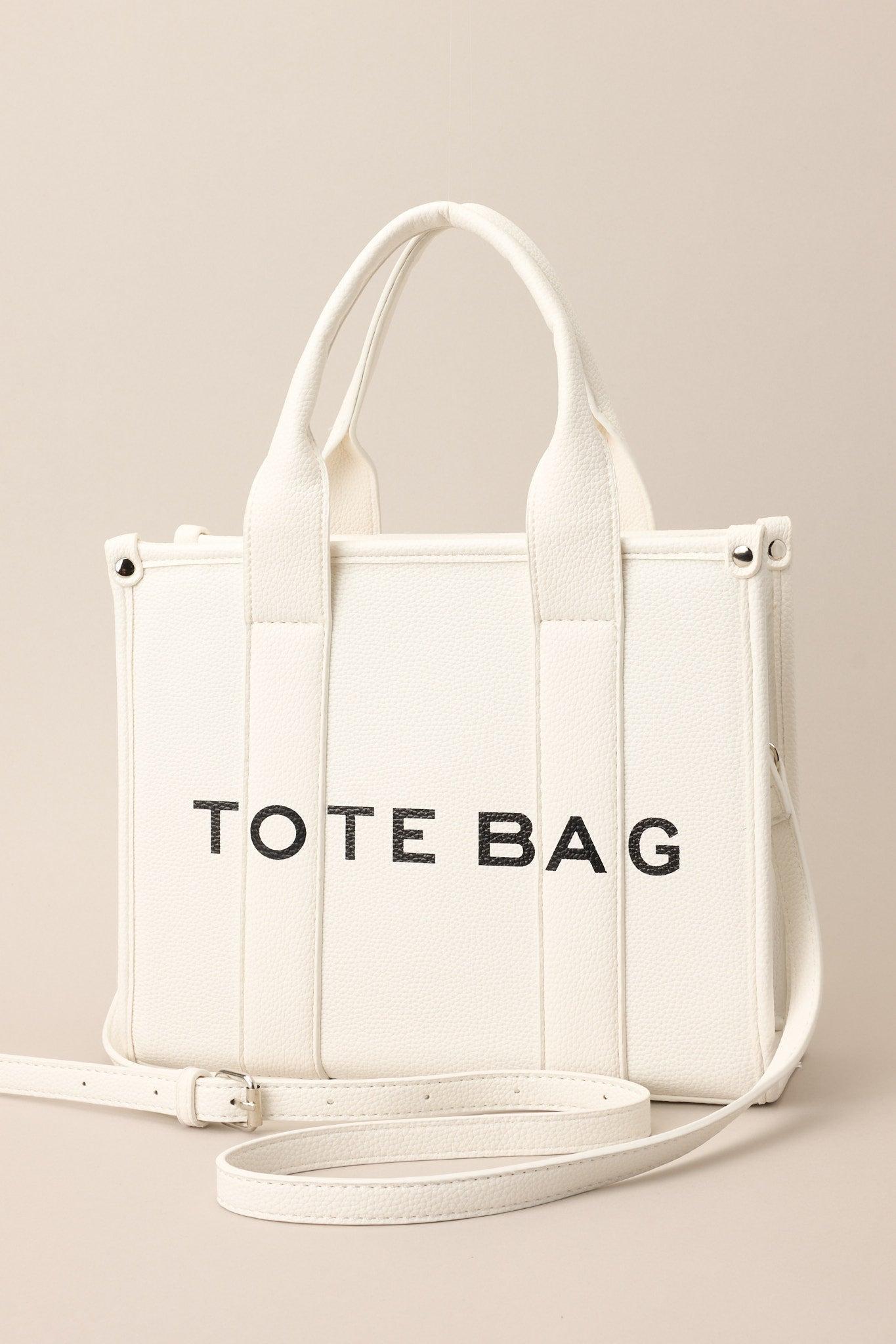 Living On Purpose White Faux Leather Tote Bag Product Image