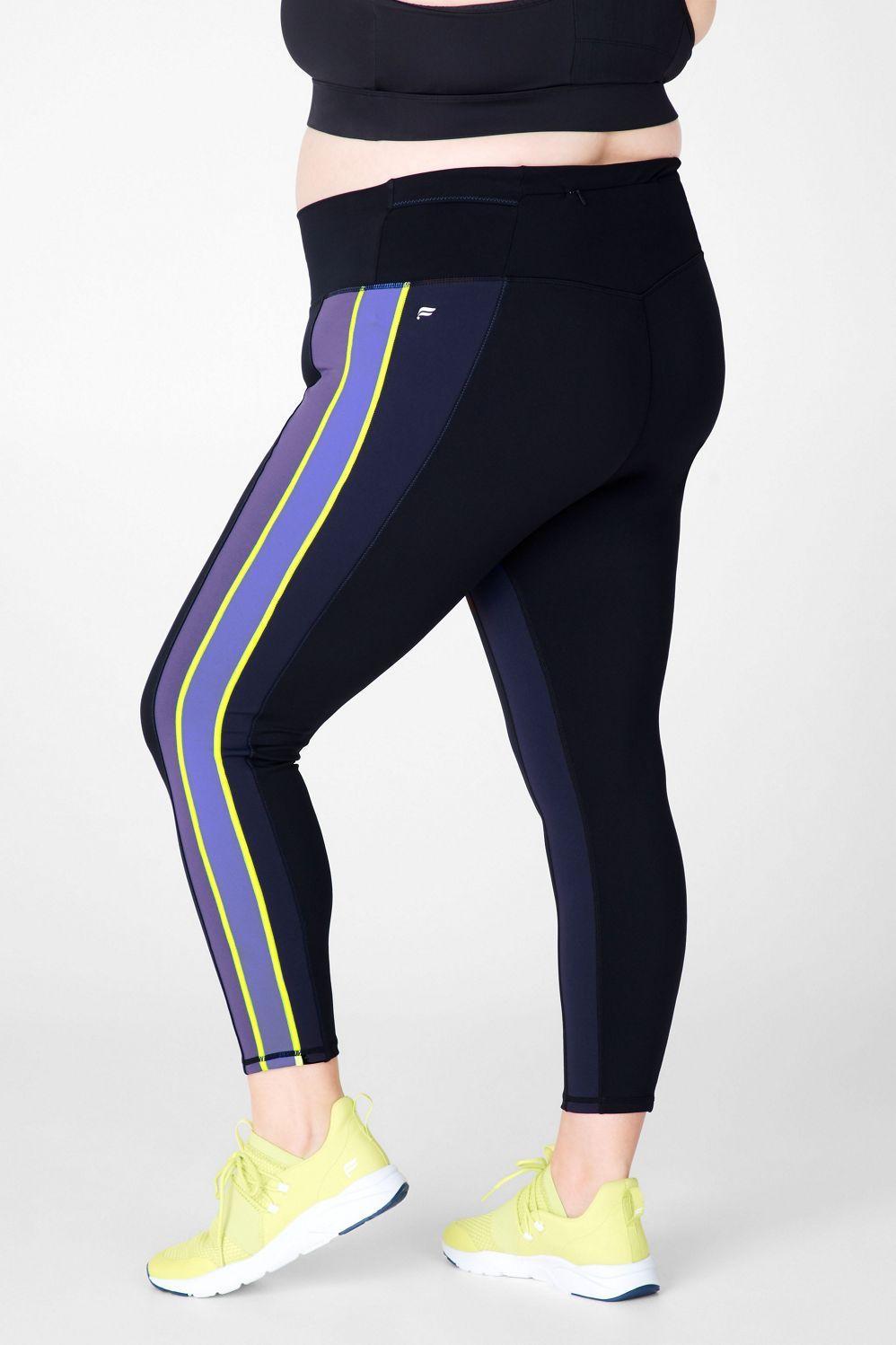 Fabletics Trinity High-Waisted Run 7/8 Womens Black/Electric Violet Multi plus Size 4X Product Image