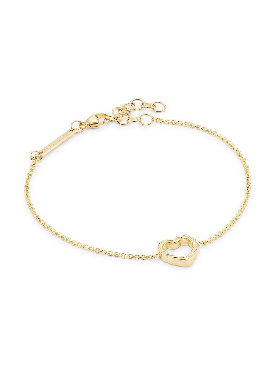 Womens Feel The Love 14K Gold Open Twisted Heart Bracelet Product Image