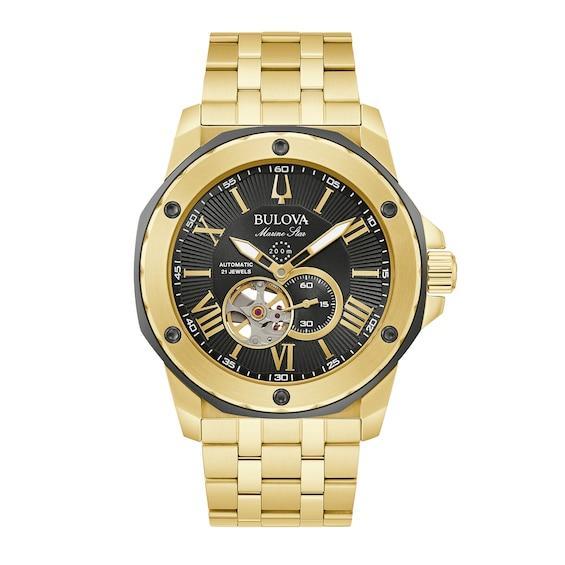 Bulova Mens Mechanical Automatic Marine Star Gold Tone Watch Product Image